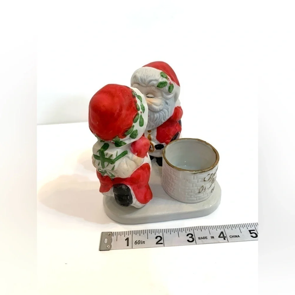 Jasco Christmas Happiness 1981 Figurine Candle Holder Mrs Santa Claus Bisque vtg